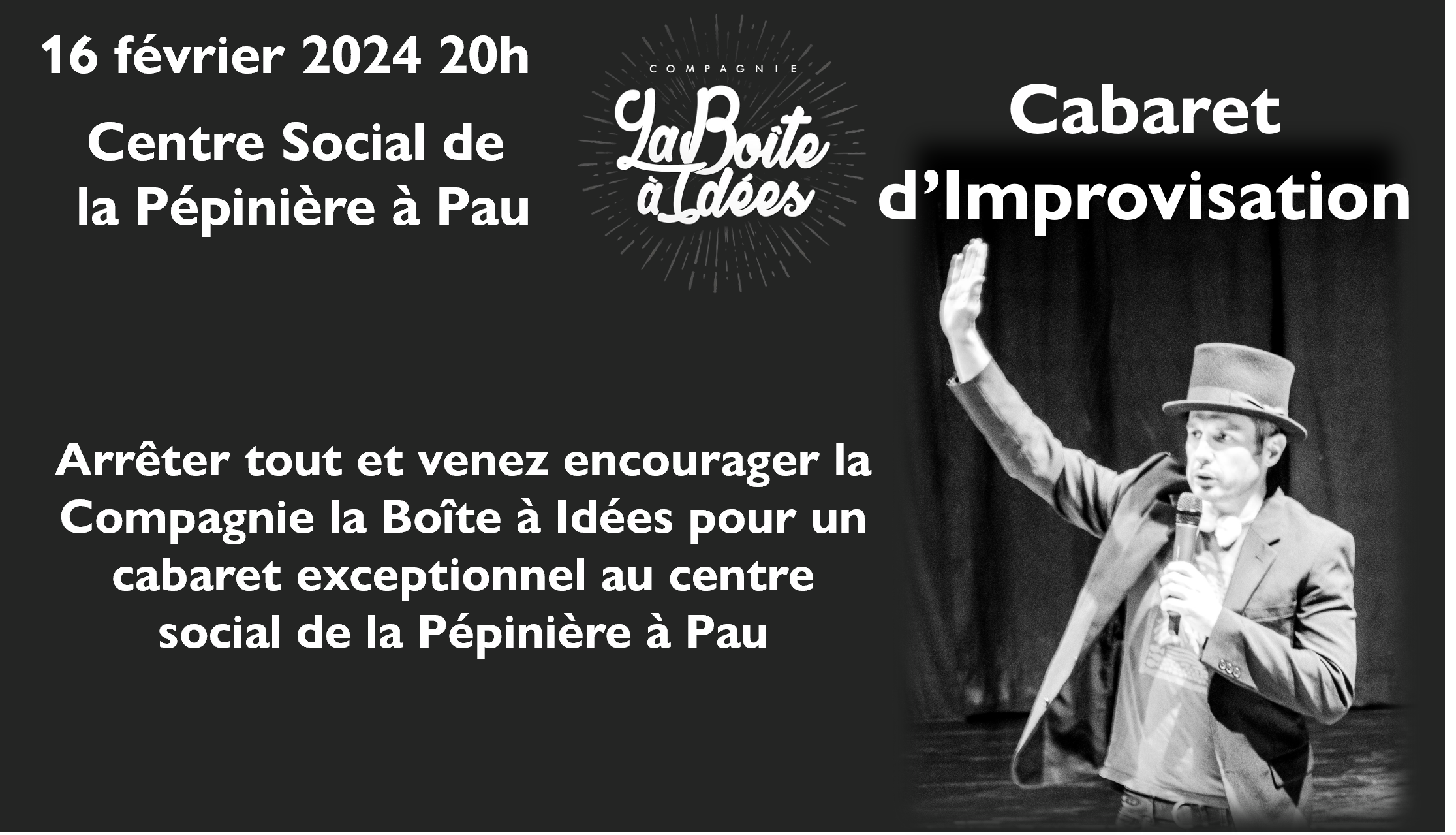 Cabaret au centre social de la Pépinière à Pau avec la CBAI