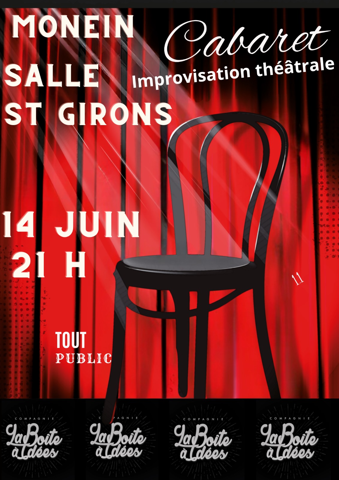 Affiche Cabaret Monein salle Saint Girons de la CBAI