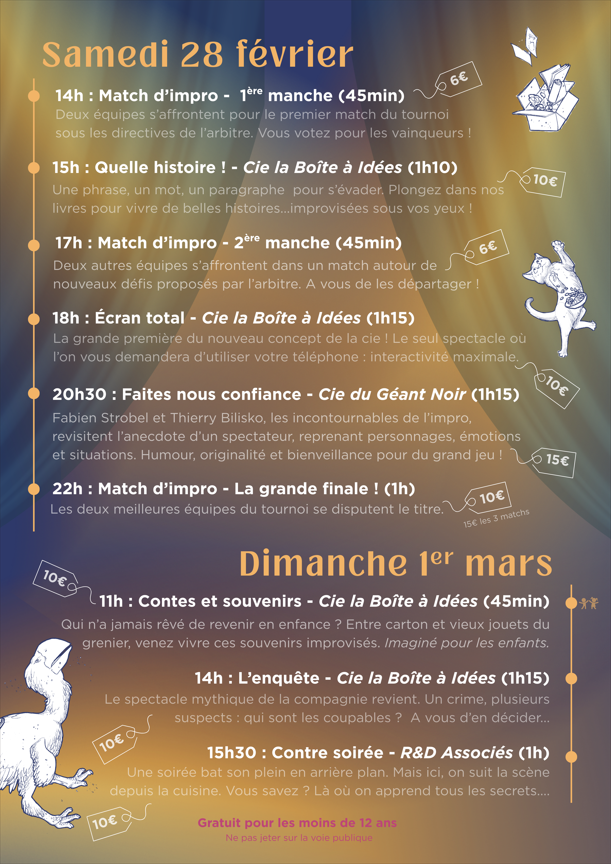 Affiche générique 10 ans de la Compagnie la Boîte à Idées Verso, le programme