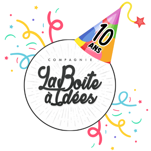 Logo des 10 ans de la Compagnie la Boîte à Idées
